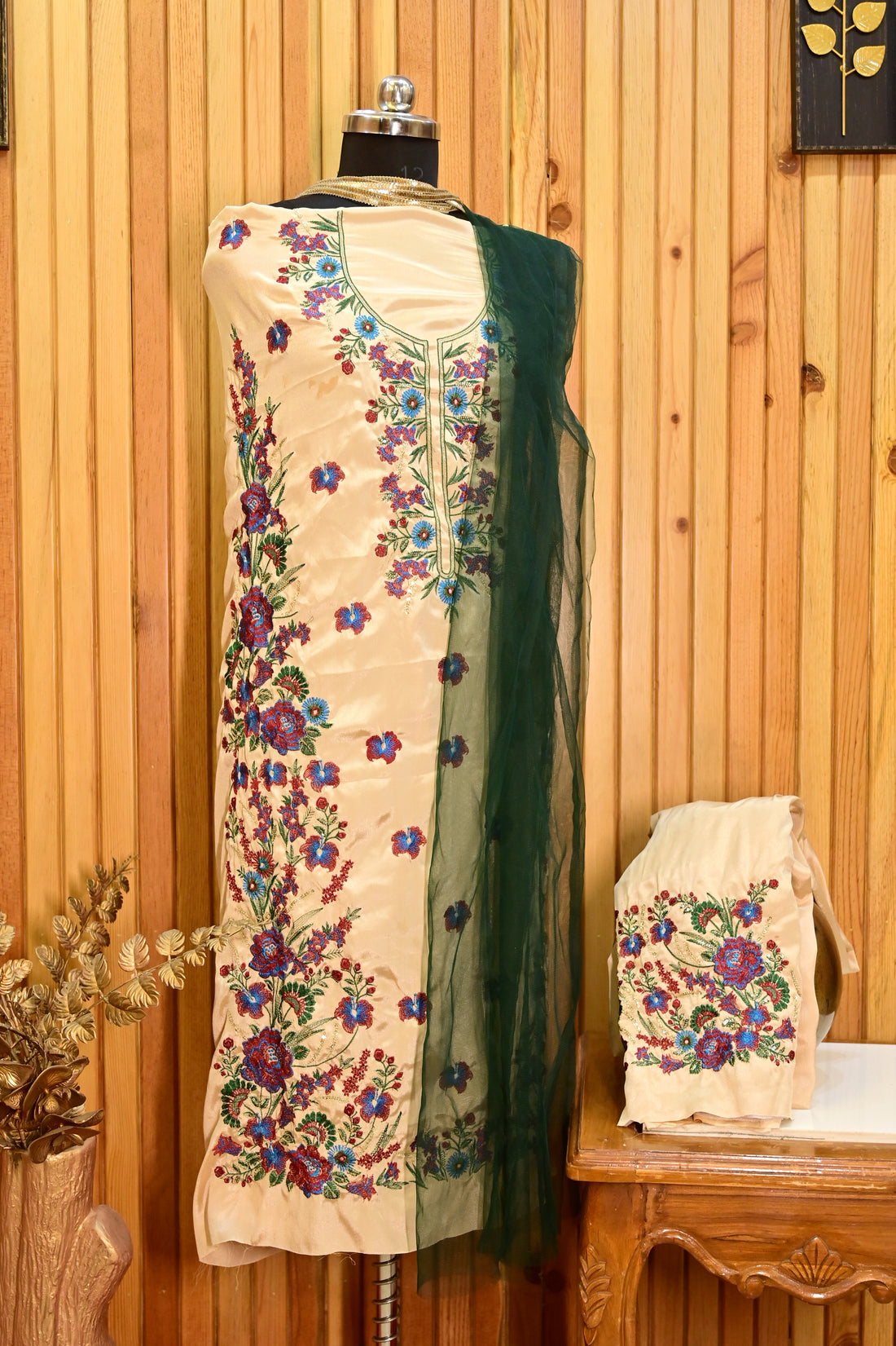 3Piece Suit Heavy Panel Embroidered Suit With Net Dupatta