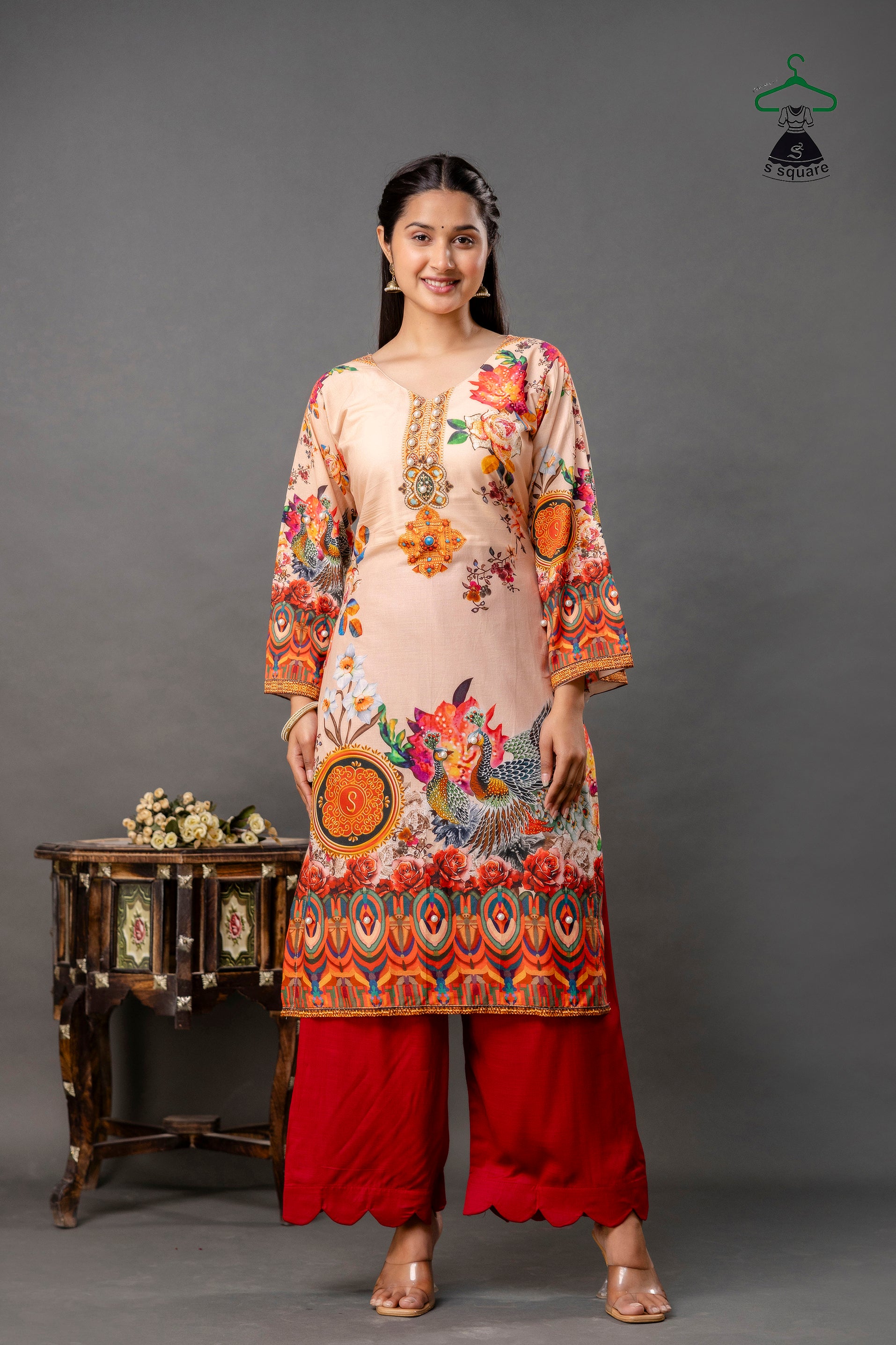Pure Cotton Cambric 3piece Suit With Rayon Bottom