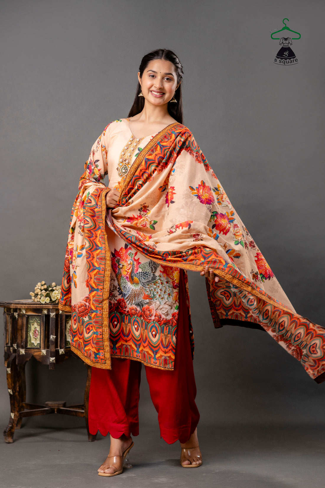 Pure Cotton Cambric 3piece Suit With Rayon Bottom