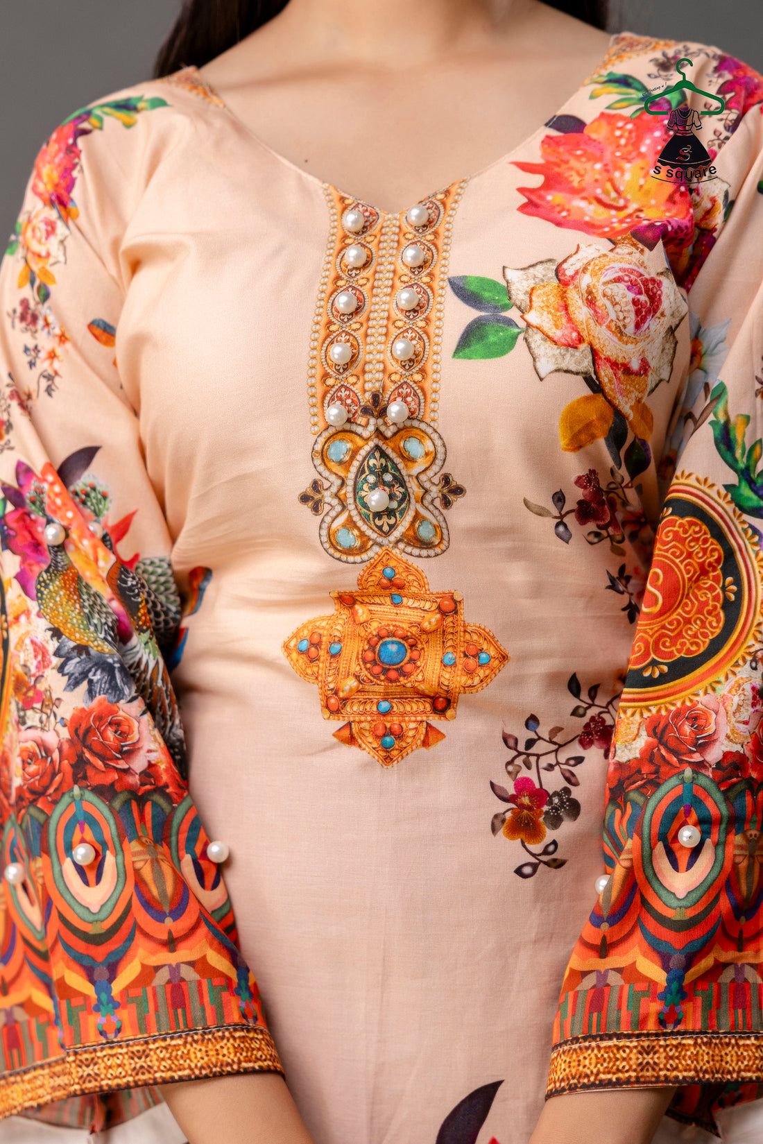 Pure Cotton Cambric 3piece Suit With Rayon Bottom