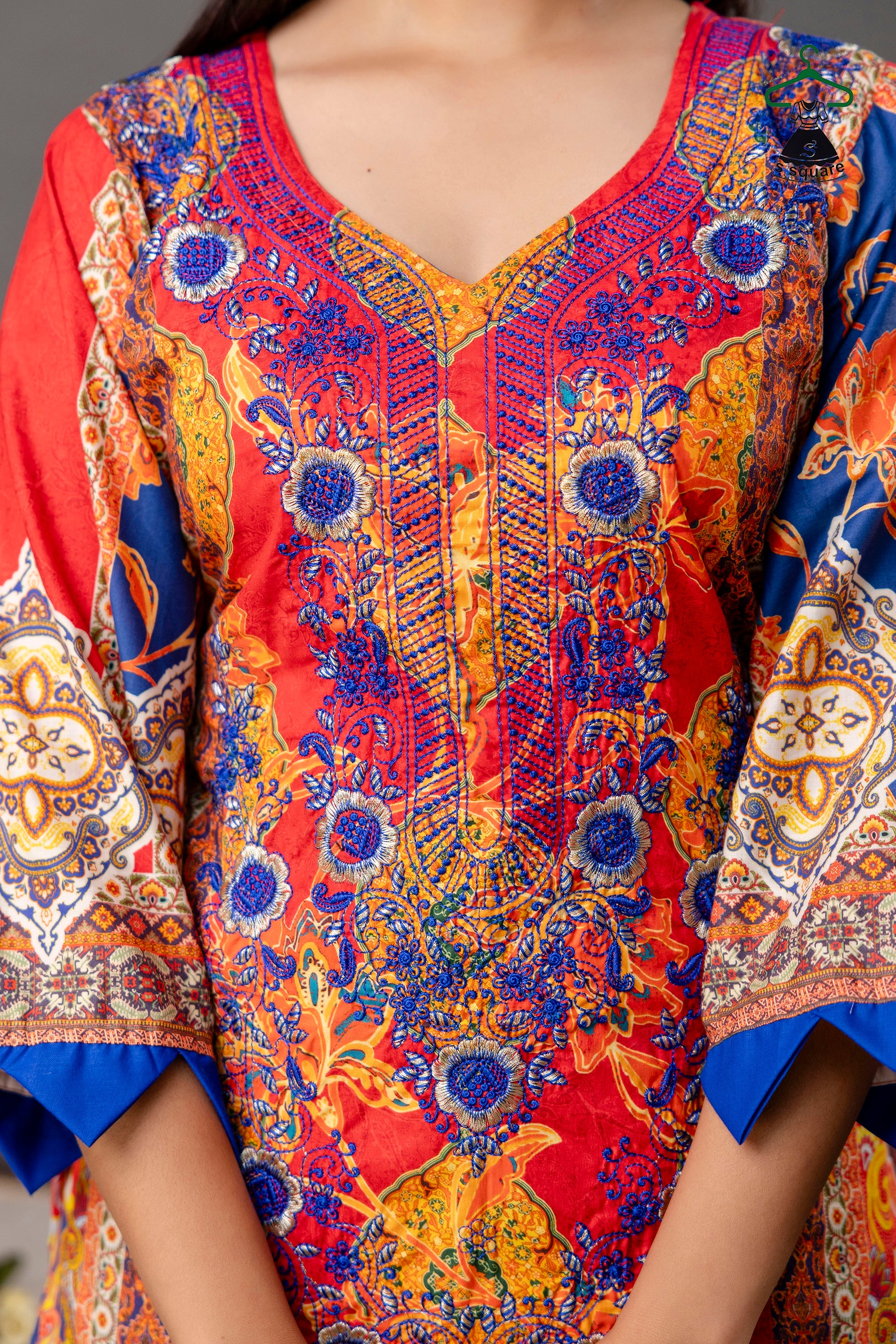 Pure Cotton Cambric & Cotton Slub 3 Piece Suit With Neck Embroidery