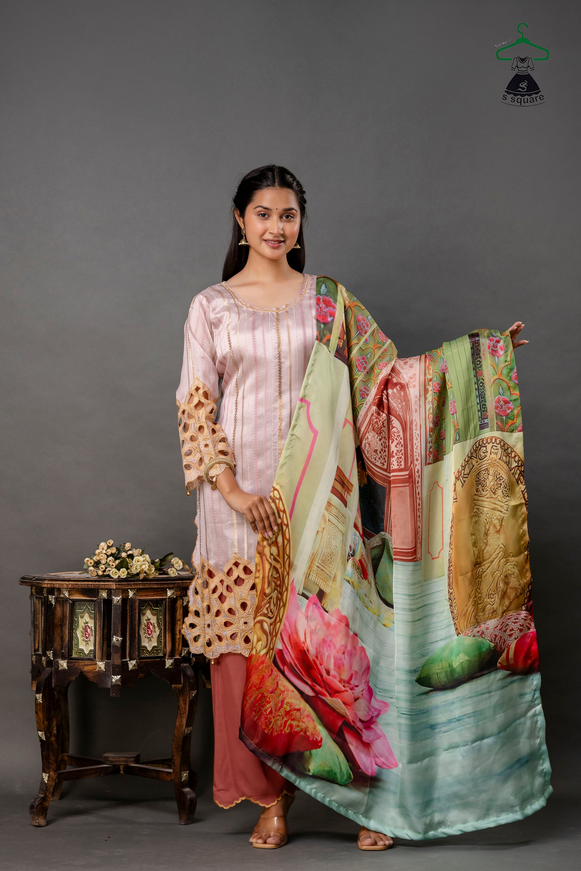 Cutwork 3 Piece Suit With Digital Print Dupatta