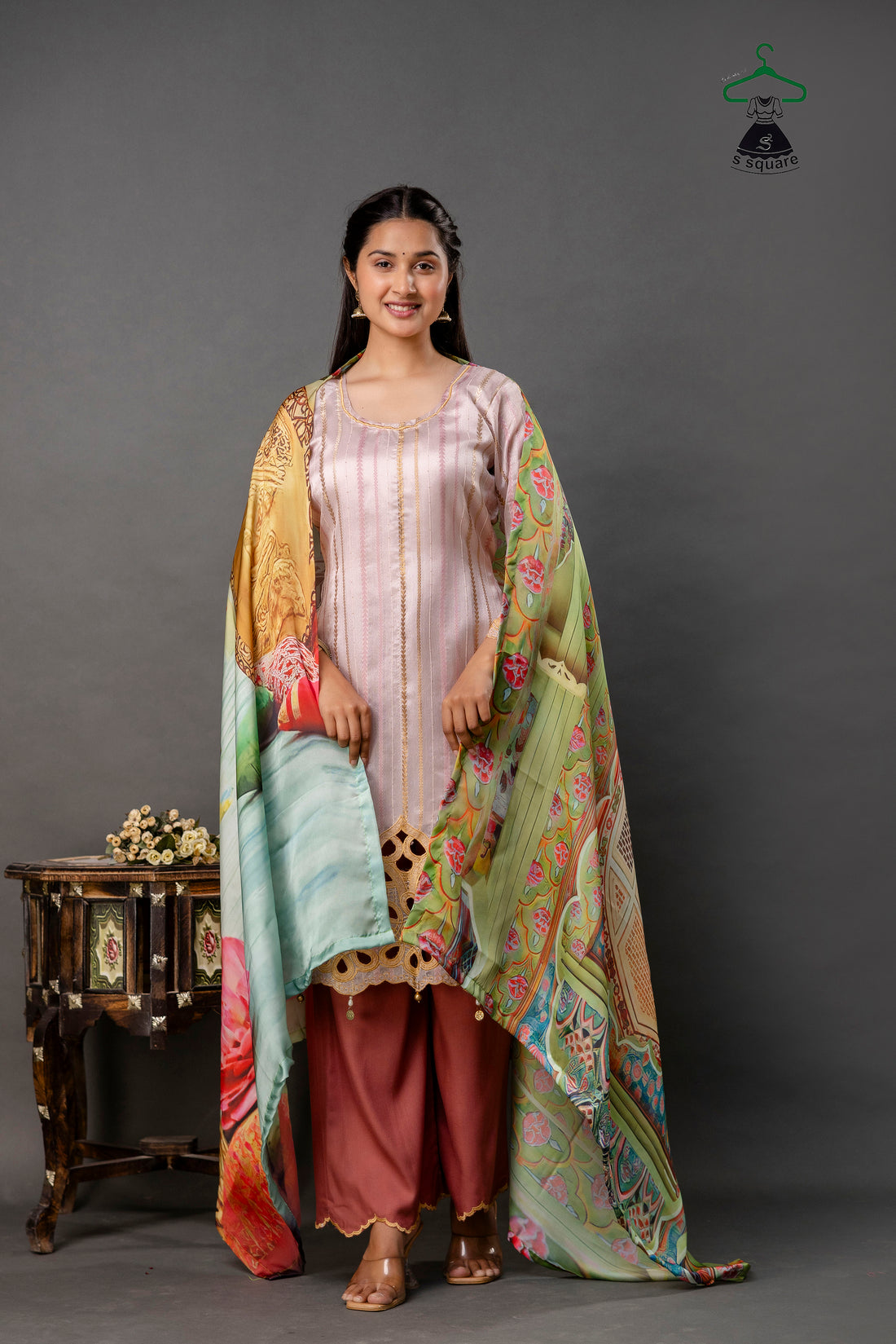 Cutwork 3 Piece Suit With Digital Print Dupatta