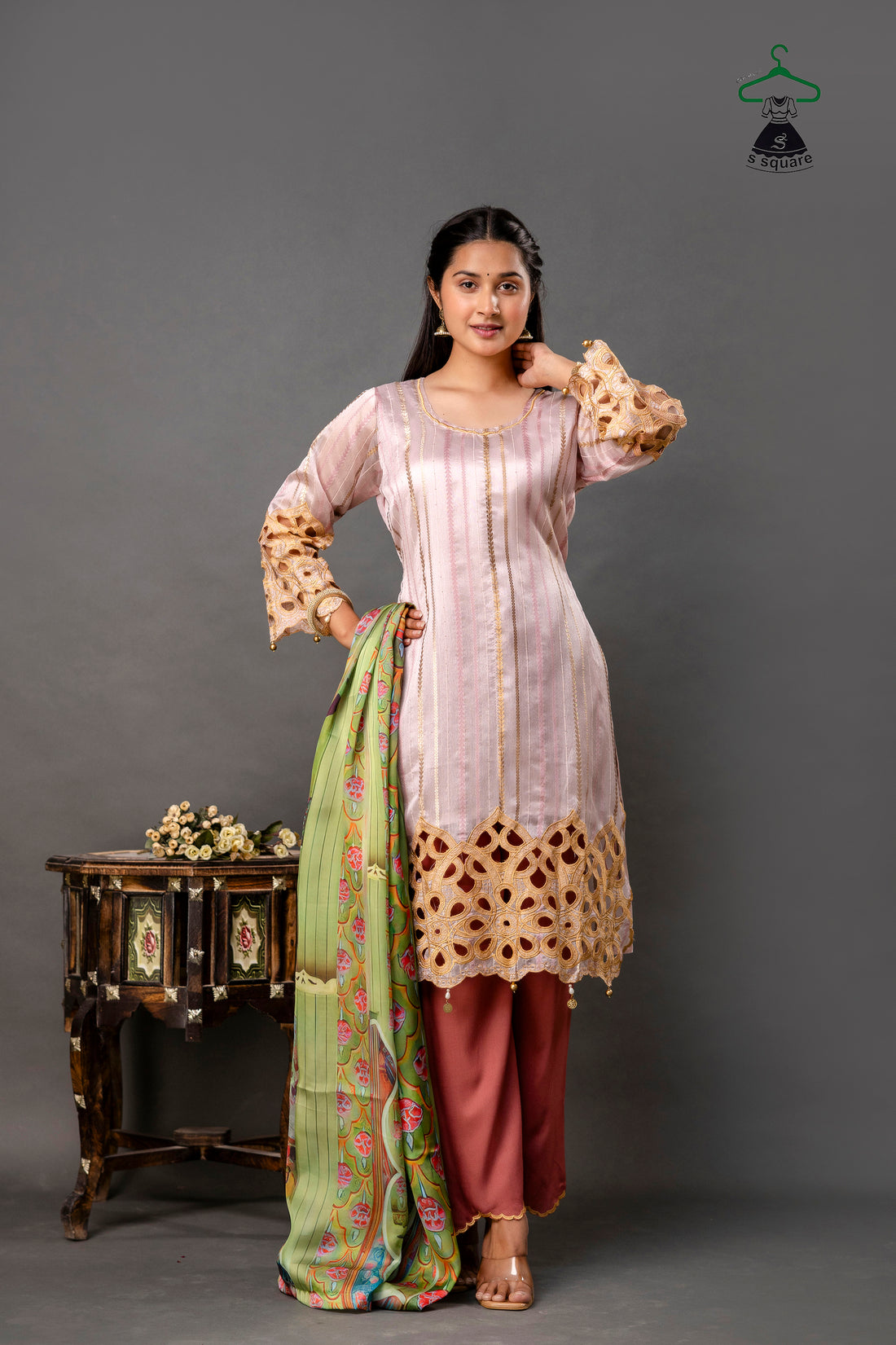 Cutwork 3 Piece Suit With Digital Print Dupatta