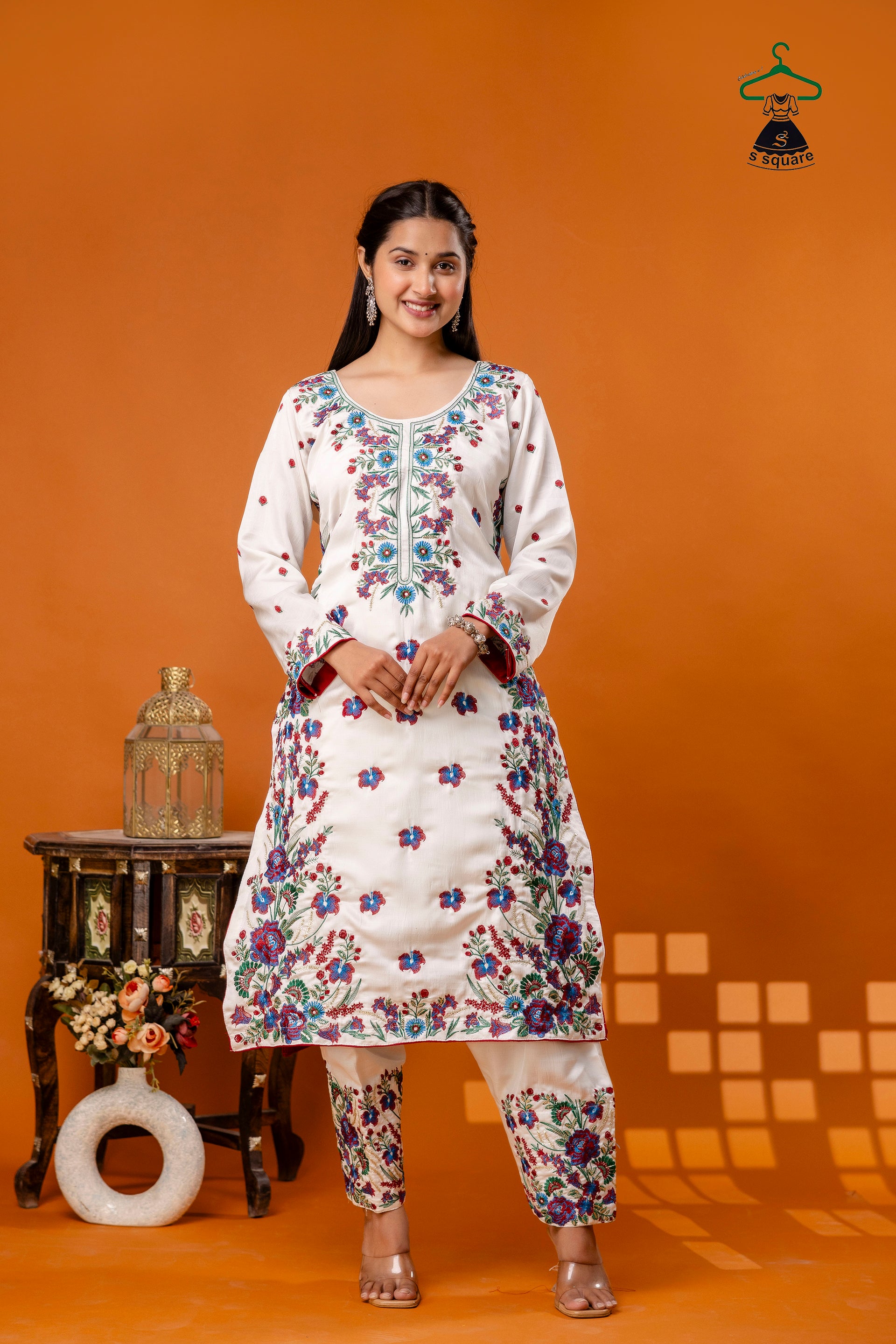 3Piece Suit Heavy Panel Embroidered Suit With Net Dupatta