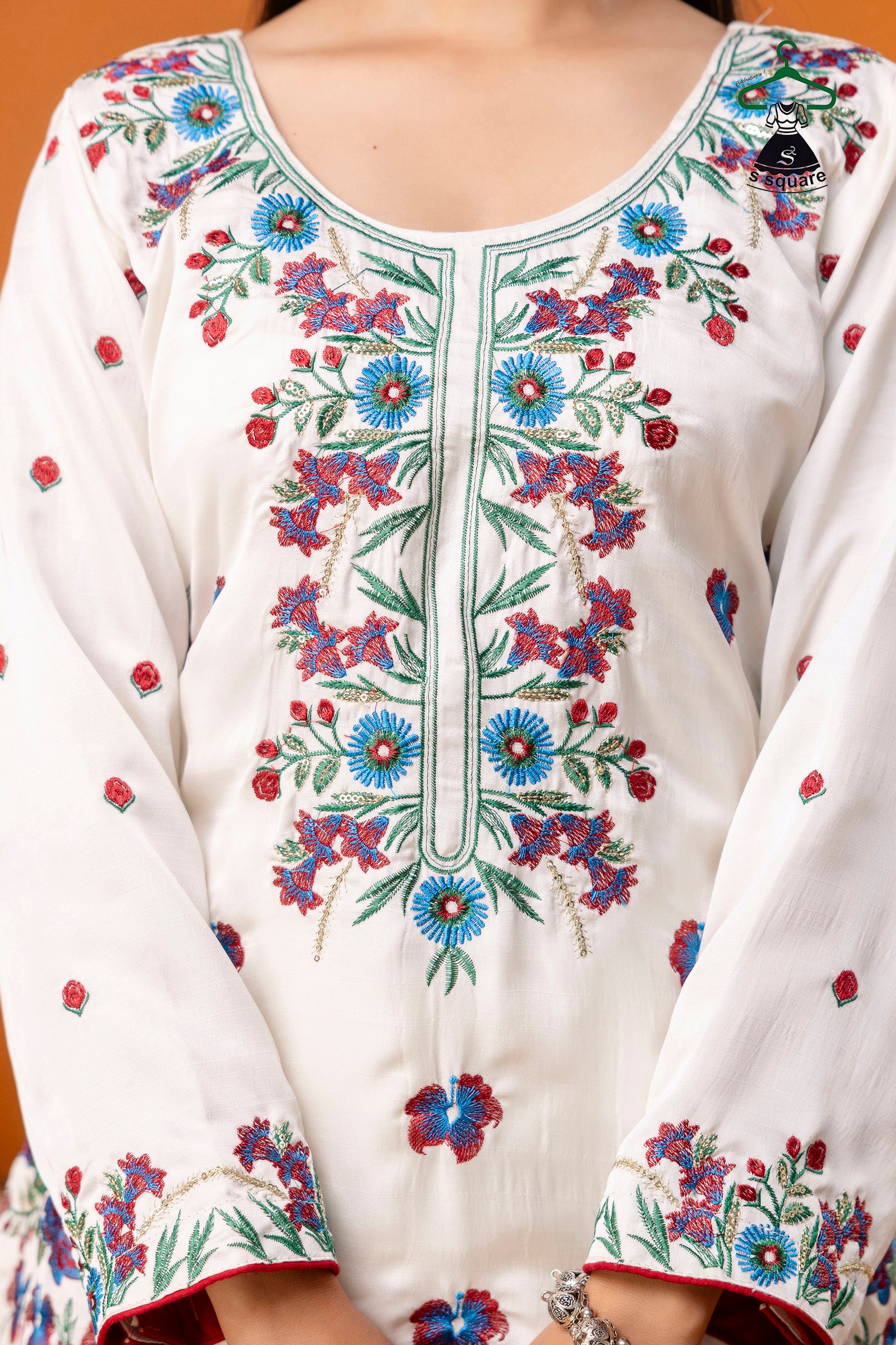 3Piece Suit Heavy Panel Embroidered Suit With Net Dupatta