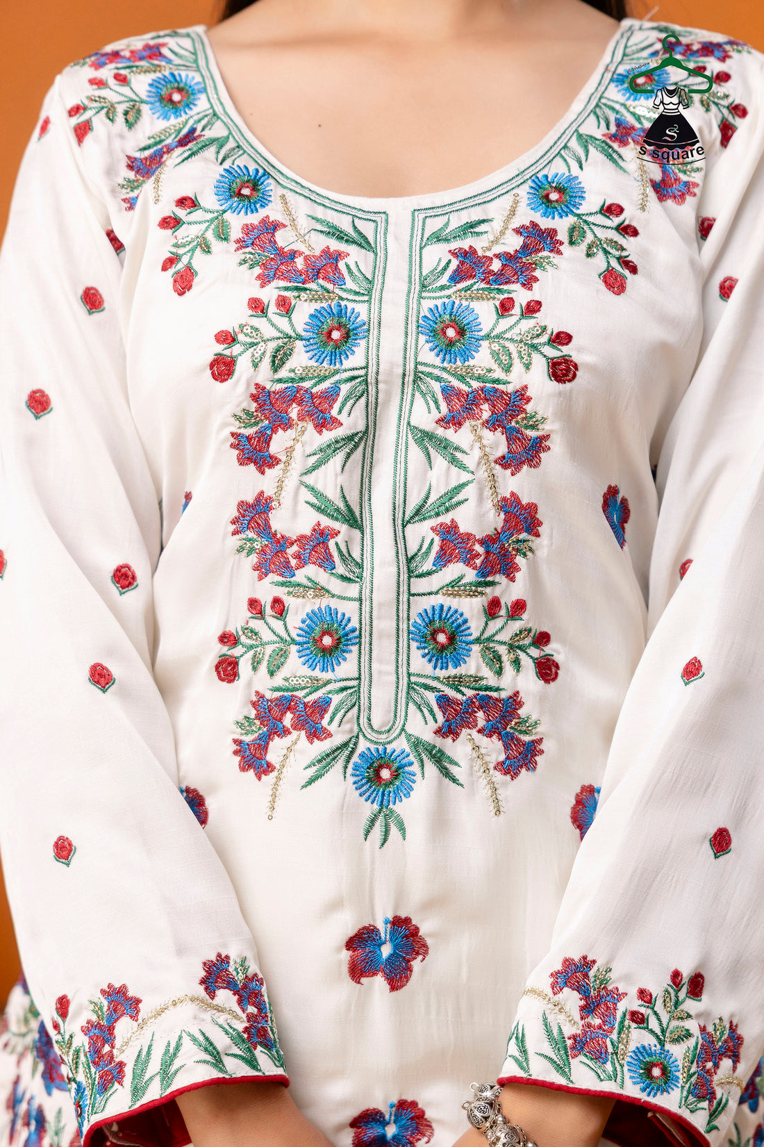 3Piece Suit Heavy Panel Embroidered Suit With Net Dupatta