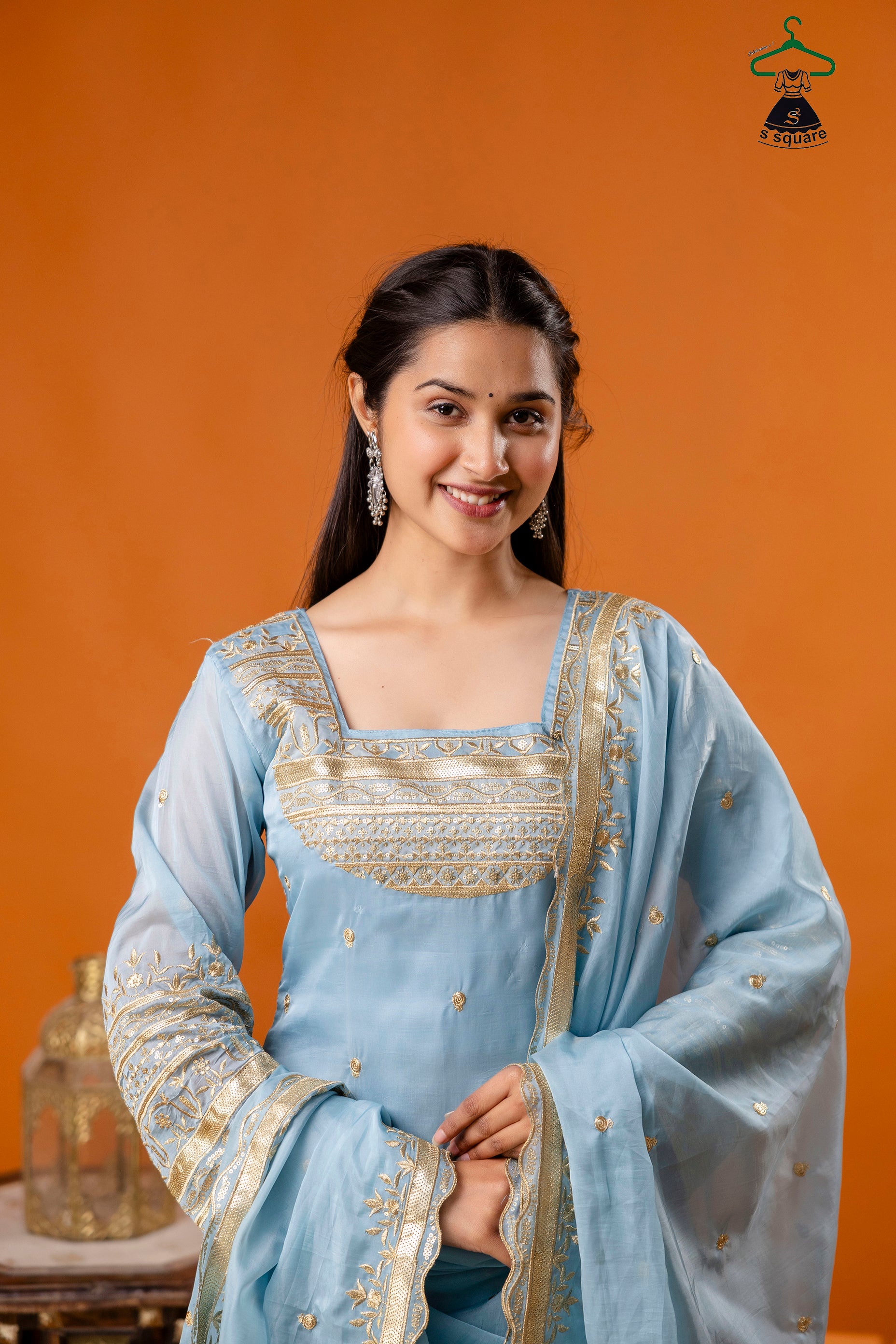 Zari Embroidery 3Piece Suit With Brocade Bottom