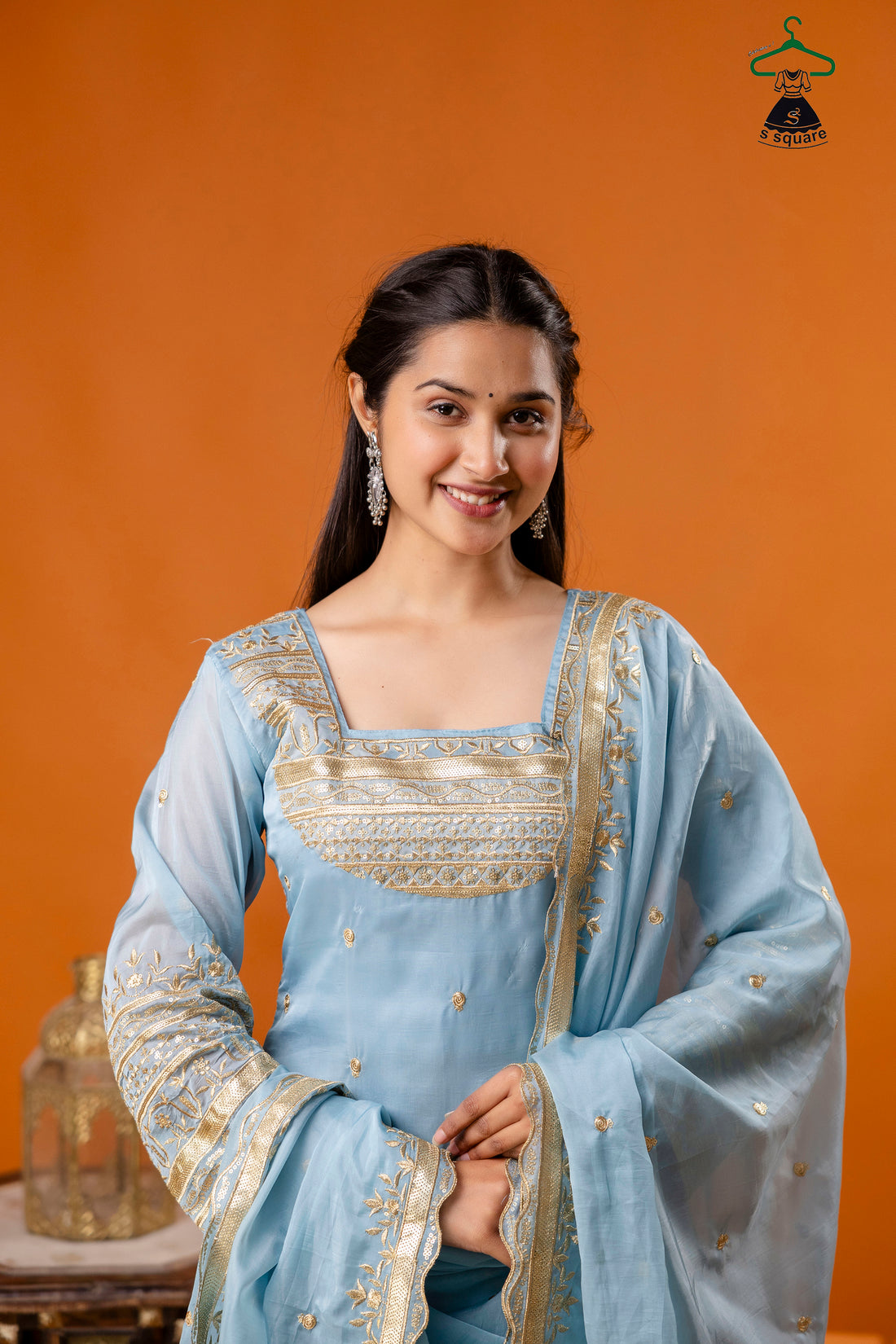 Zari Embroidery 3Piece Suit With Brocade Bottom