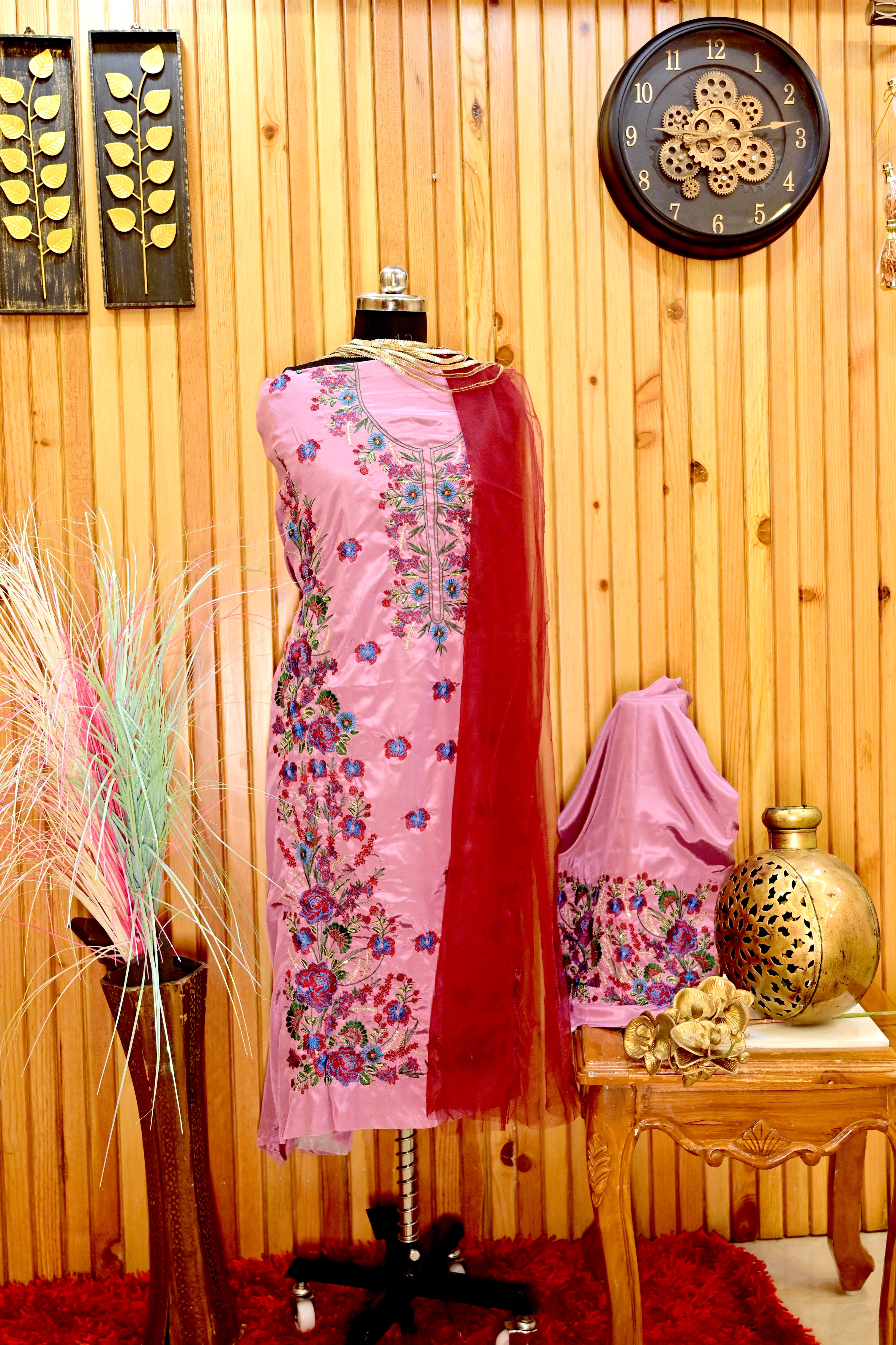 3Piece Suit Heavy Panel Embroidered Suit With Net Dupatta