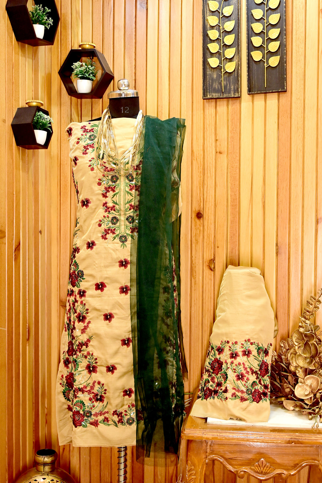 3Piece Suit Heavy Panel Embroidered Suit With Net Dupatta